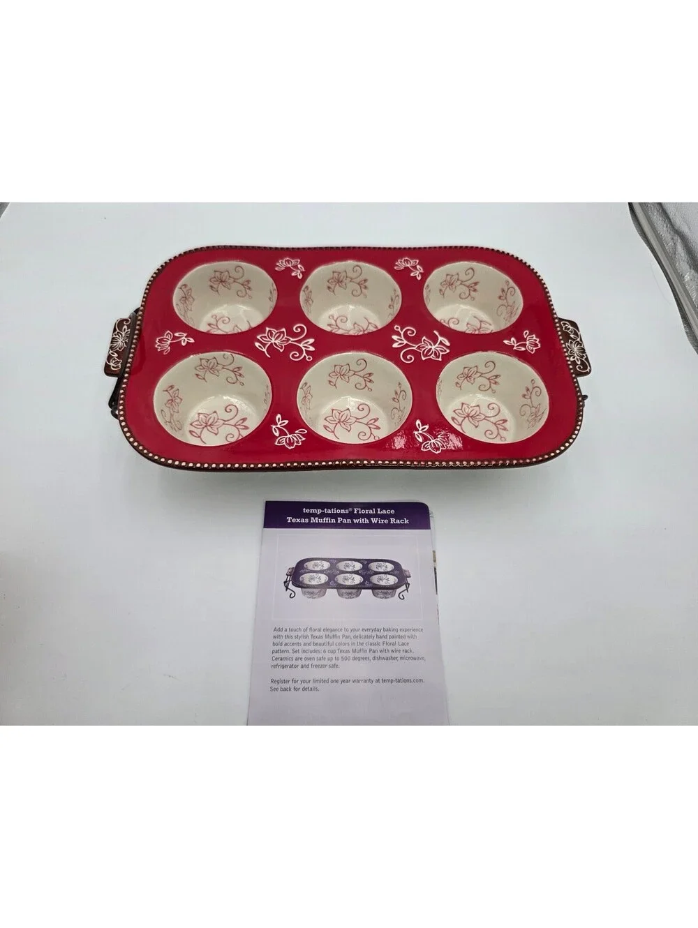 temp-tations Floral Lace Texas Muffin Pan with Wire Rack
